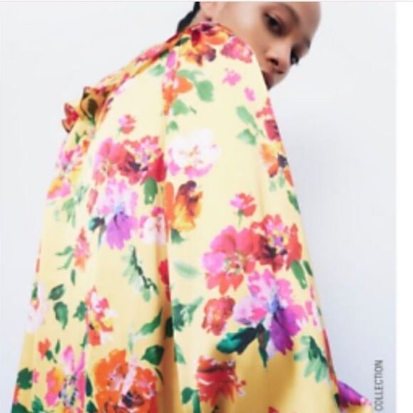 ZARA FLORAL PRINT RUFFLED SHIRT - Picture 3 of 8